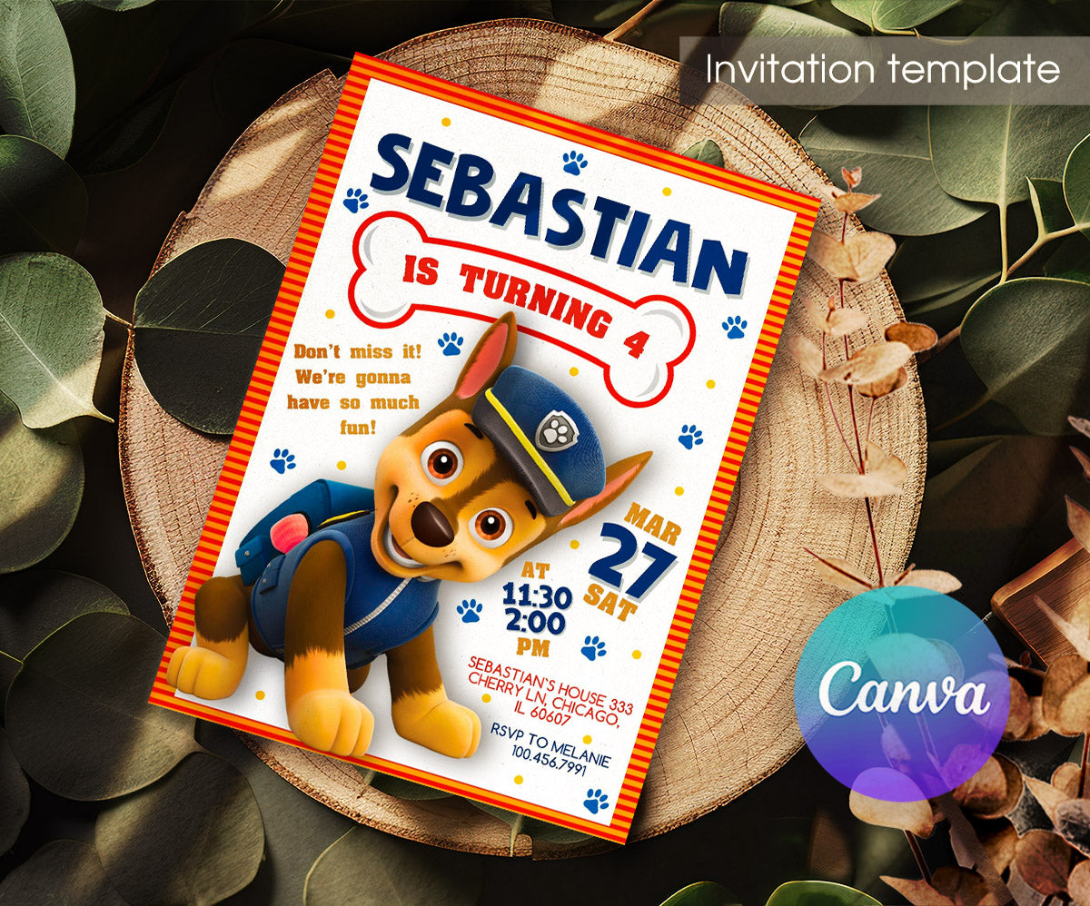 PAW Patrol customizable invitation template | Share or Print | QS882