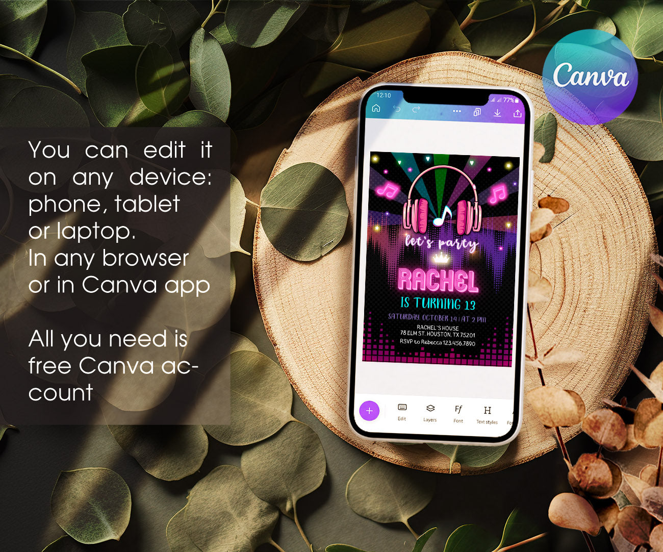 Tik Tok Party customizable invitation template | Share or Print | LU914
