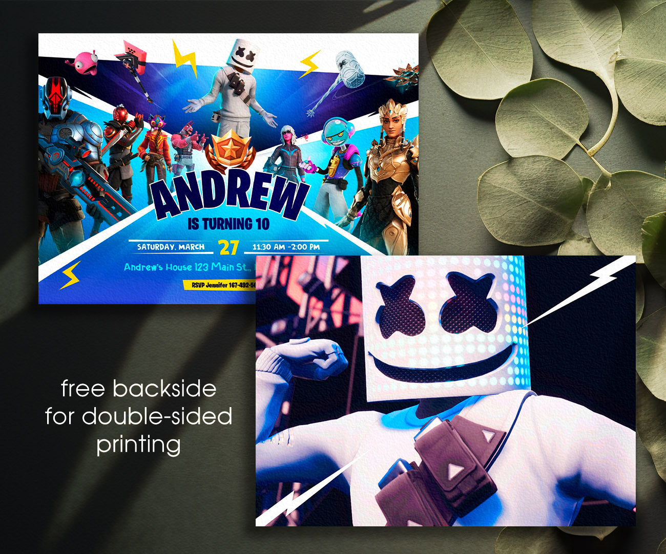 Fortnite Gamer customizable invitation template | Share or Print | boy | VY204