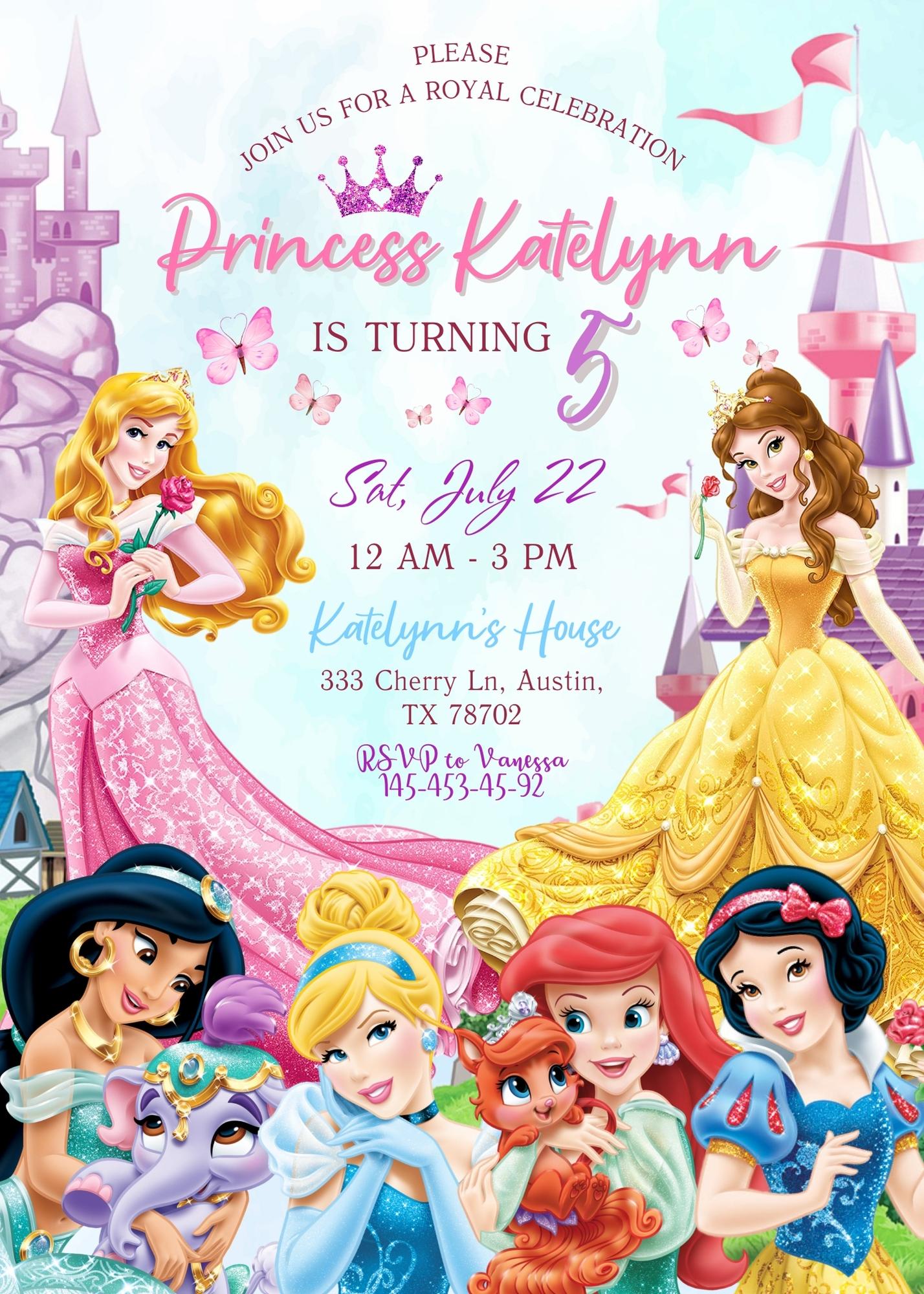 Disney Princess customizable invitation template | Share or Print | girl | GN801