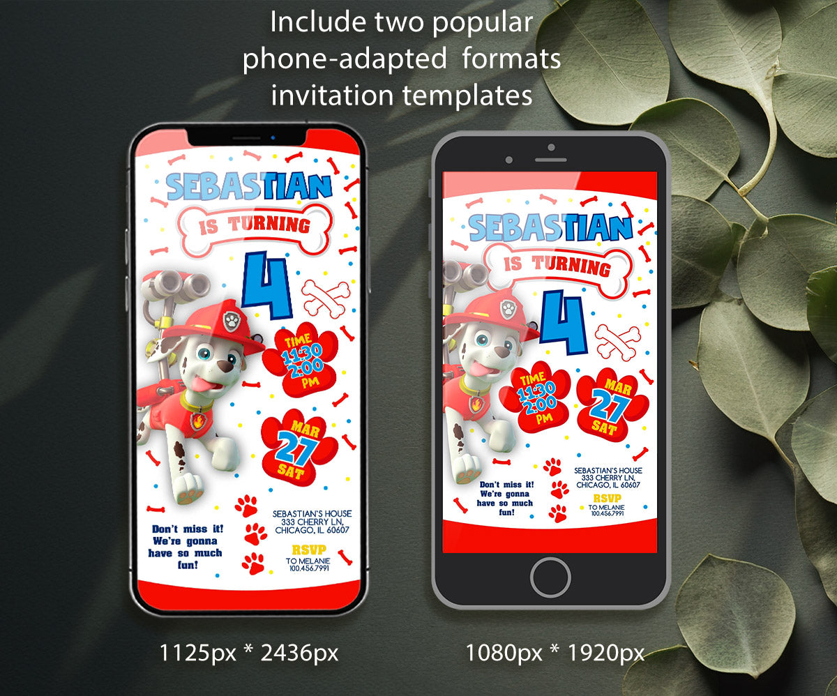 PAW Patrol customizable invitation template | Share or Print | QN357