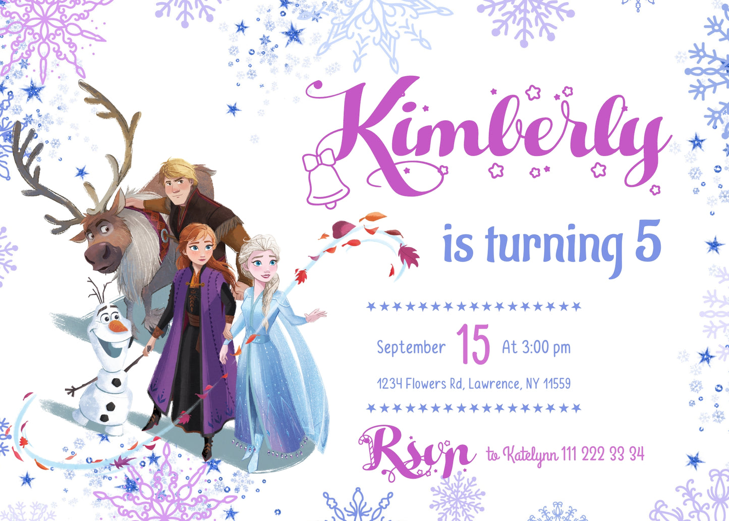Frozen Elsa customizable invitation template | Share or Print | girl | PT847