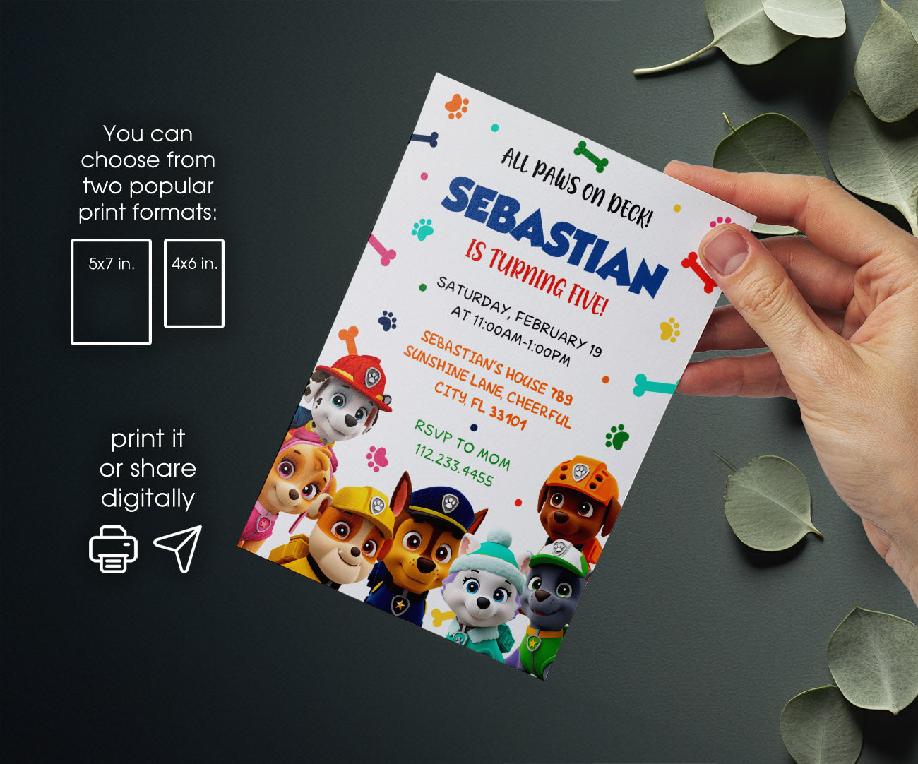 PAW Patrol customizable invitation template | Share or Print | QQ624
