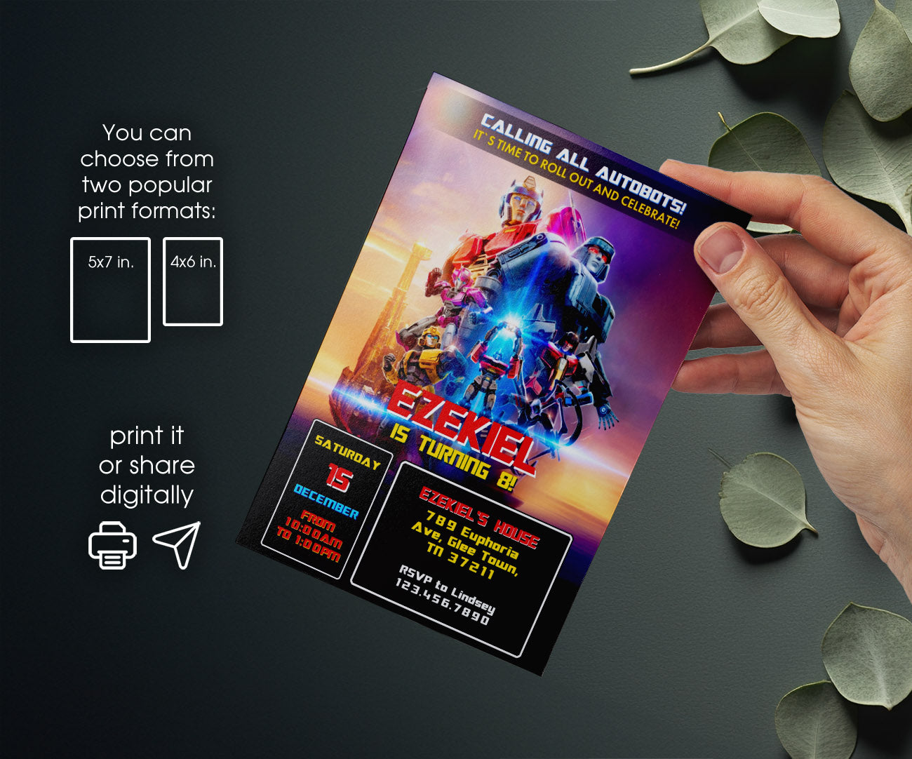Transformers One Rescue Bots customizable invitation template | Share or Print | boy | NW325