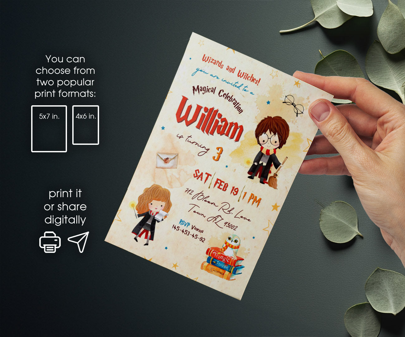 Harry Potter customizable invitation template | Share or Print | QU041