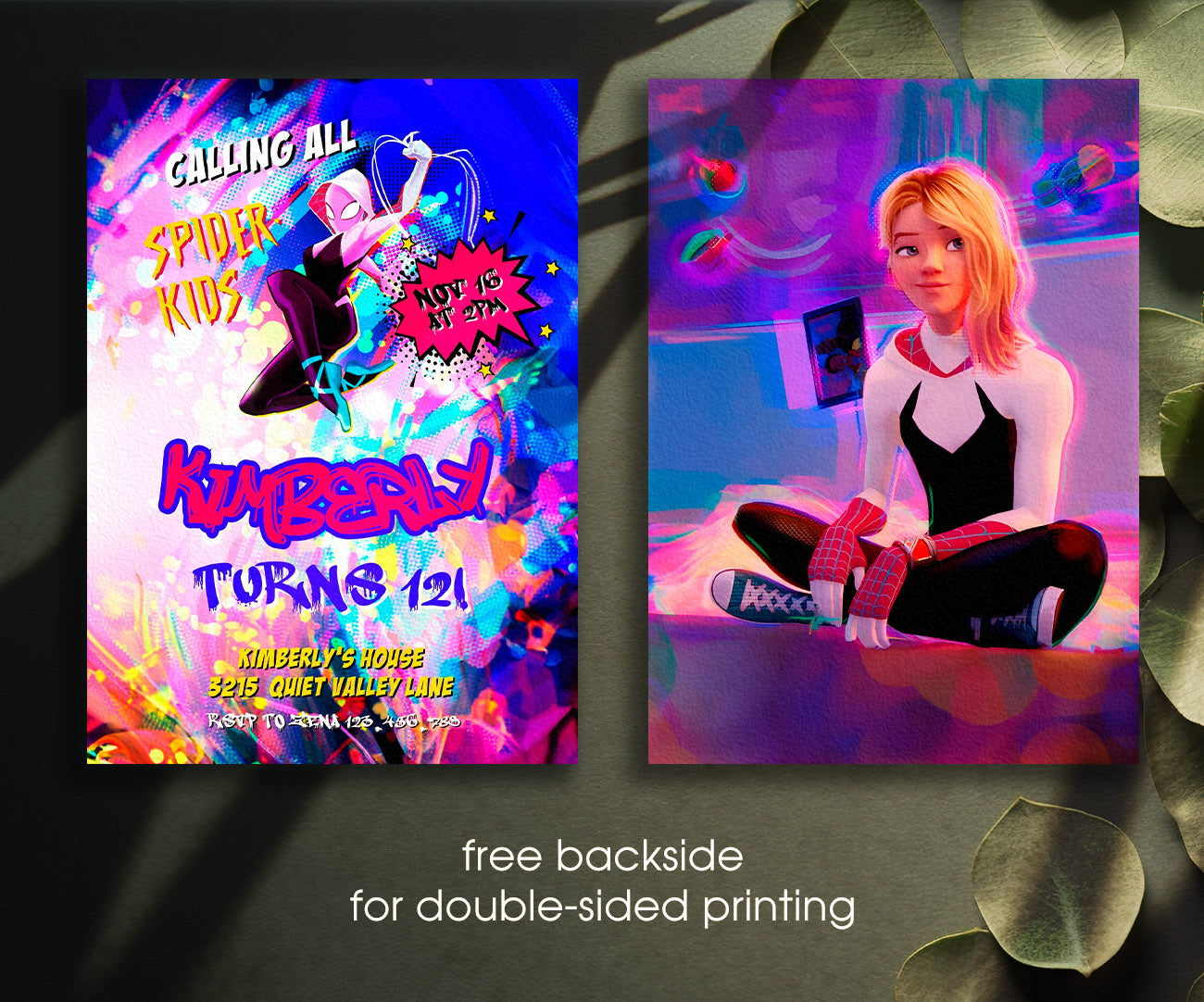 Spider Gwen Ghost Spidey customizable invitation template | Share or Print | girl | OP642