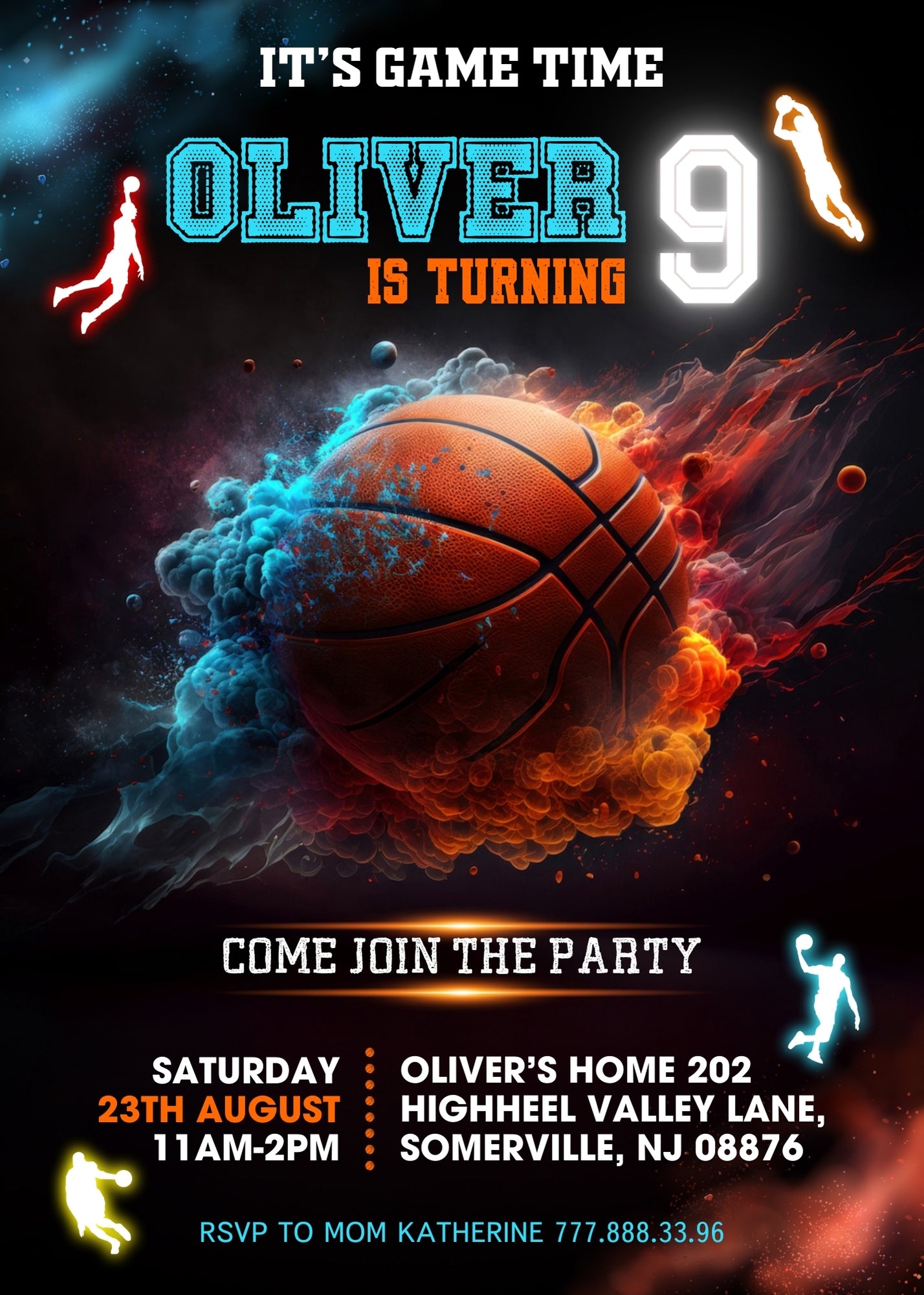 Basketball NBA Slam Dunk customizable invitation template | Share or Print | boy | IY326
