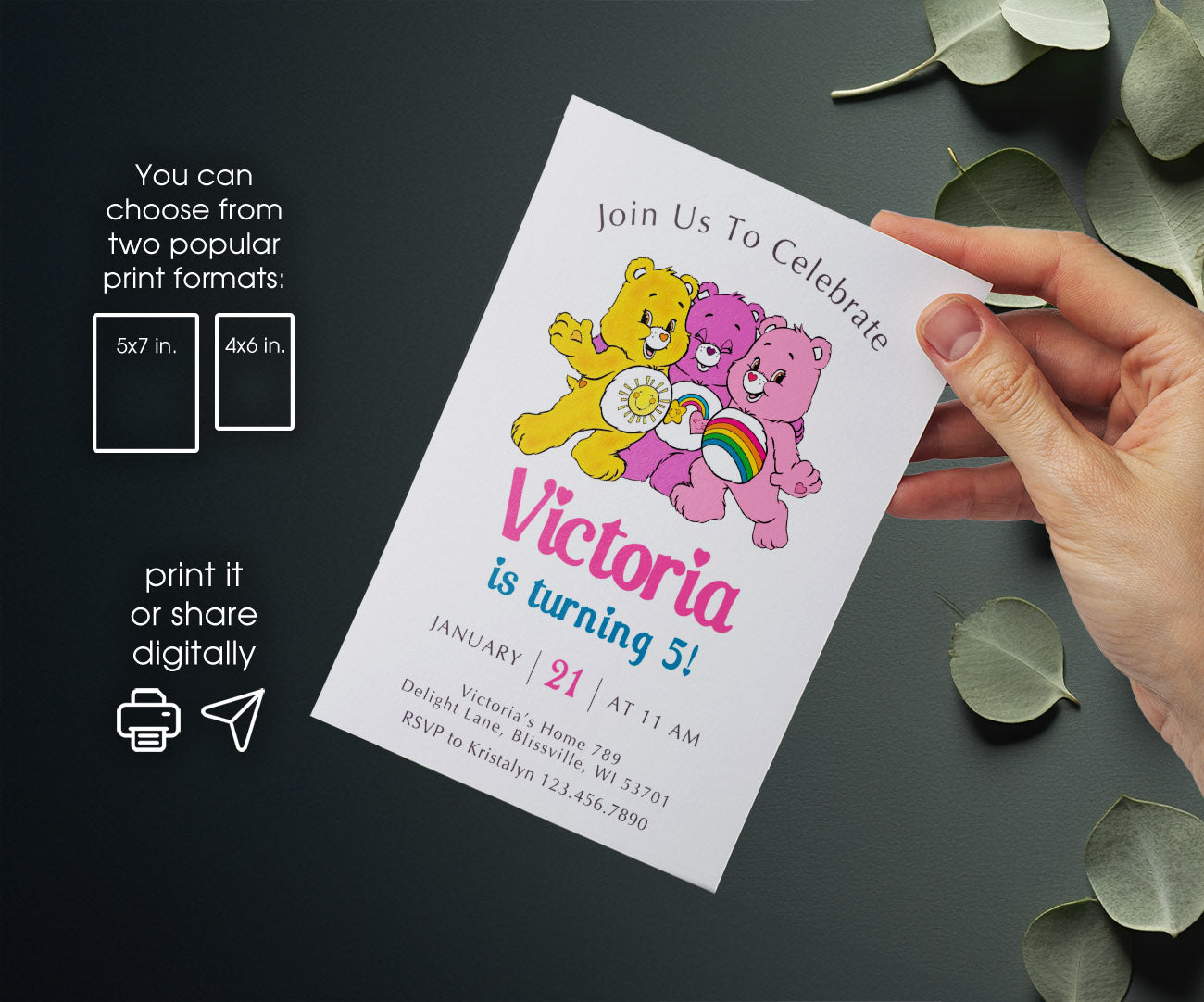 Care Bears customizable invitation template | Share or Print | UO262