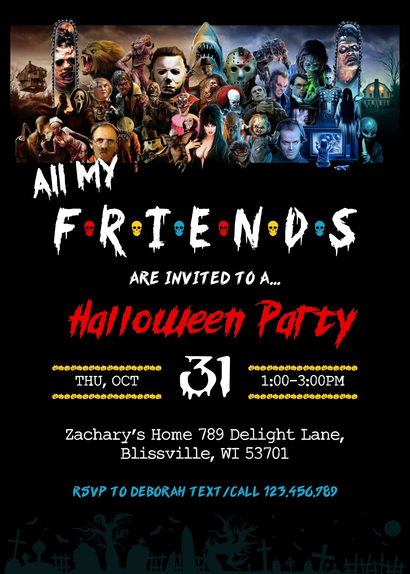 Horror Killer Movie Party customizable invitation template | Share or Print | TY281