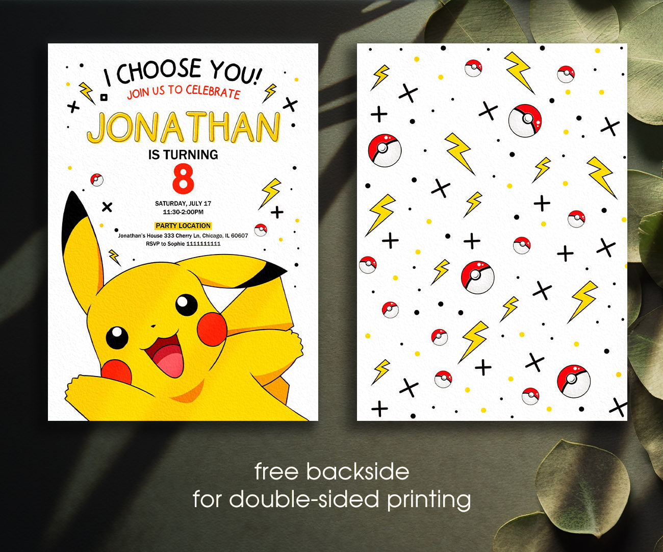 Pokemon Pikachu customizable invitation template | Share or Print | PR502