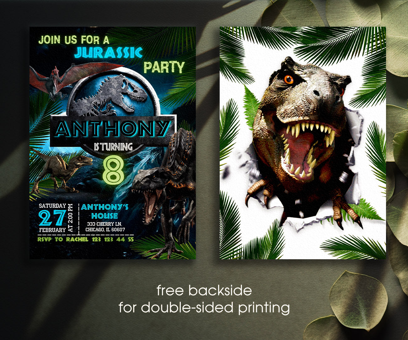 Jurassic Park Dinosaur customizable invitation template | Share or Print | FO430