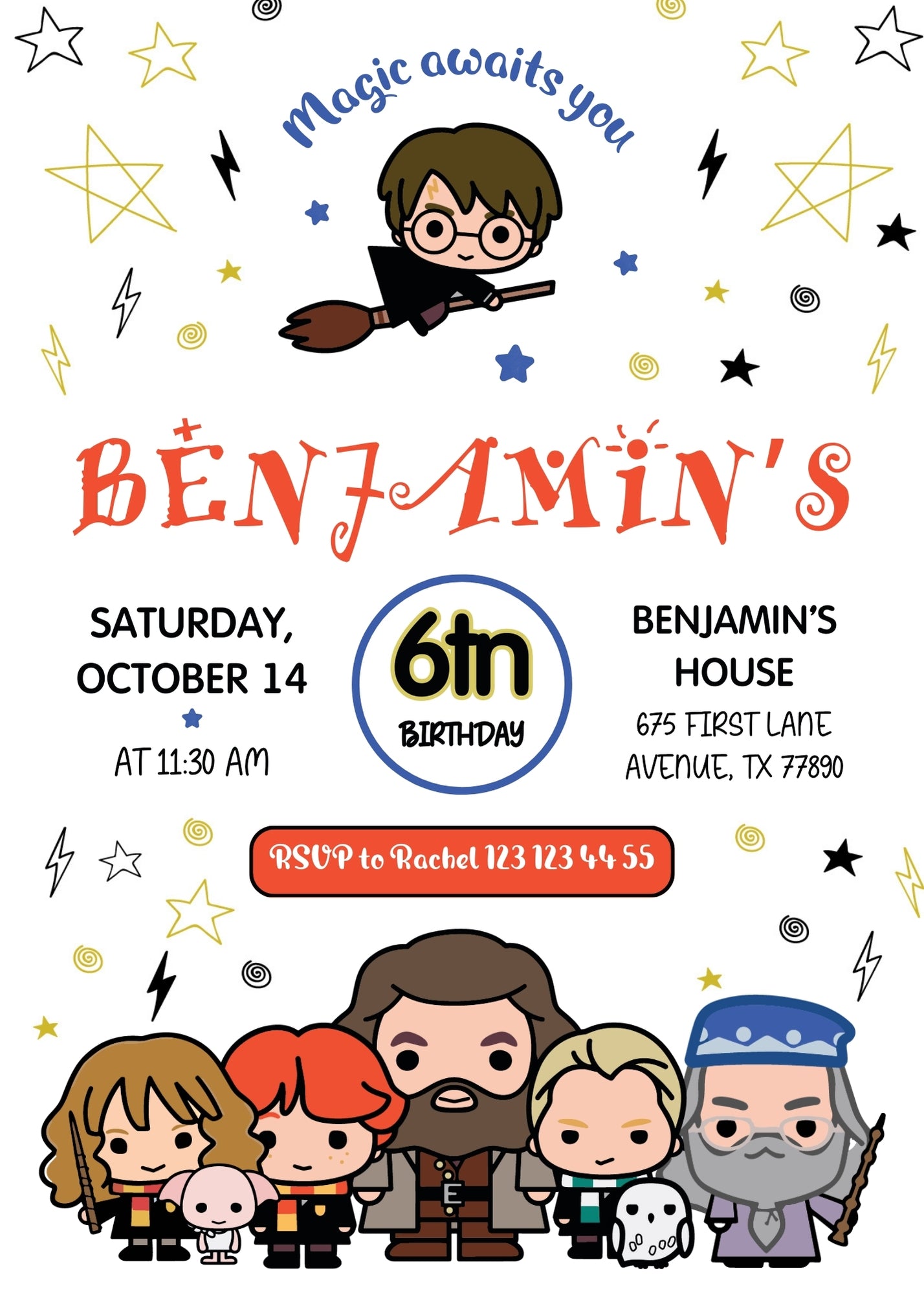 Harry Potter customizable invitation template | Share or Print | JC308