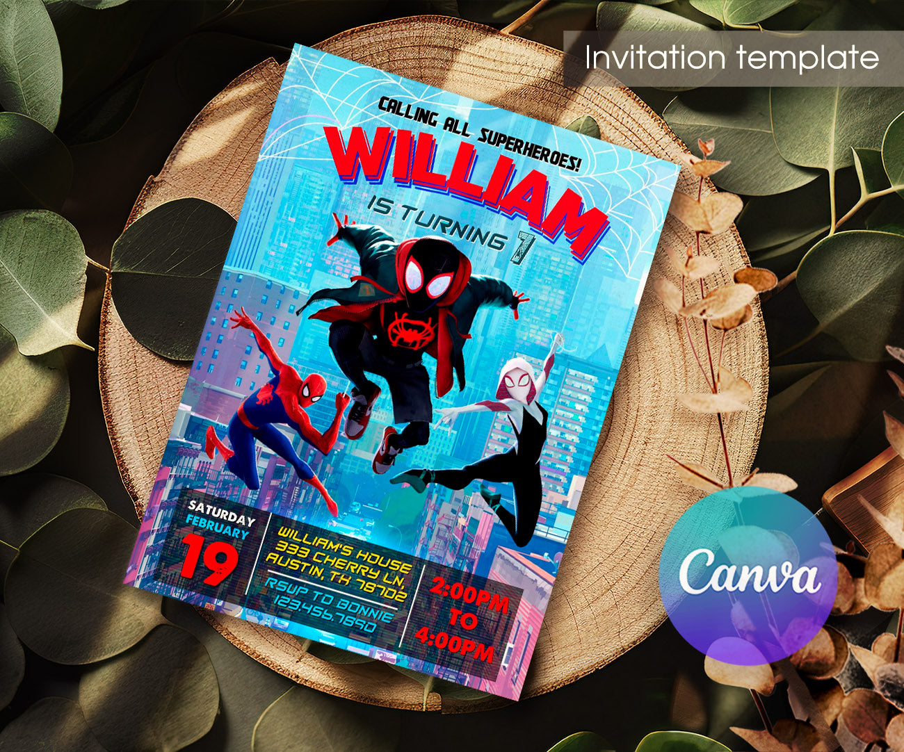 Spider Man Across the Spider-Verse customizable invitation template | Share or Print | boy | ES151
