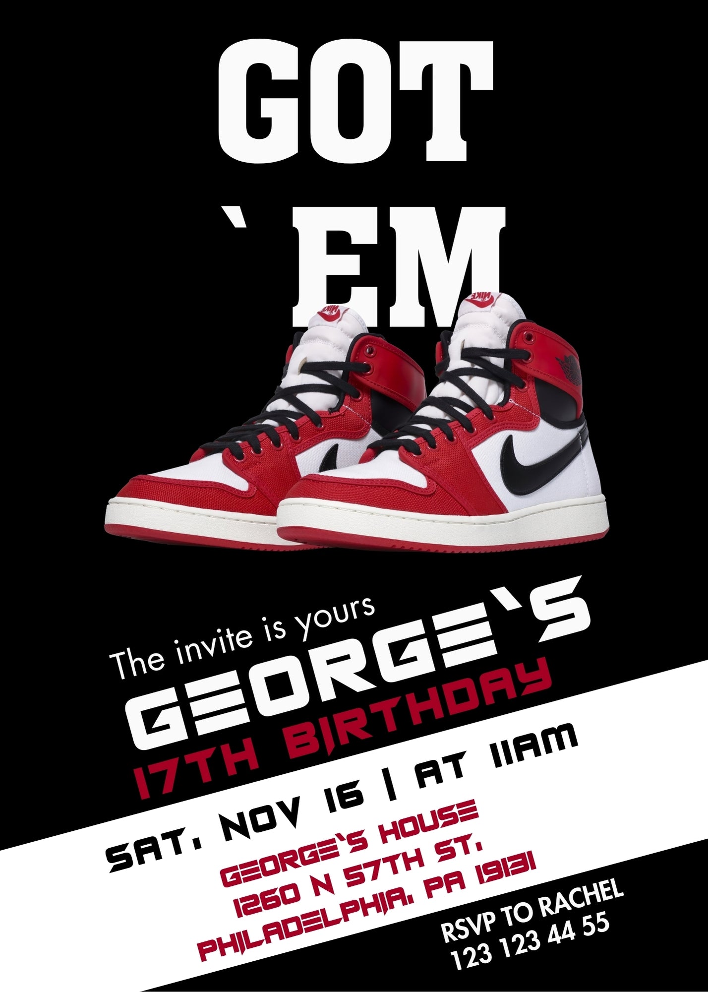 Sneaker Ball Air Jordan Nike customizable invitation template | Share or Print | KS764