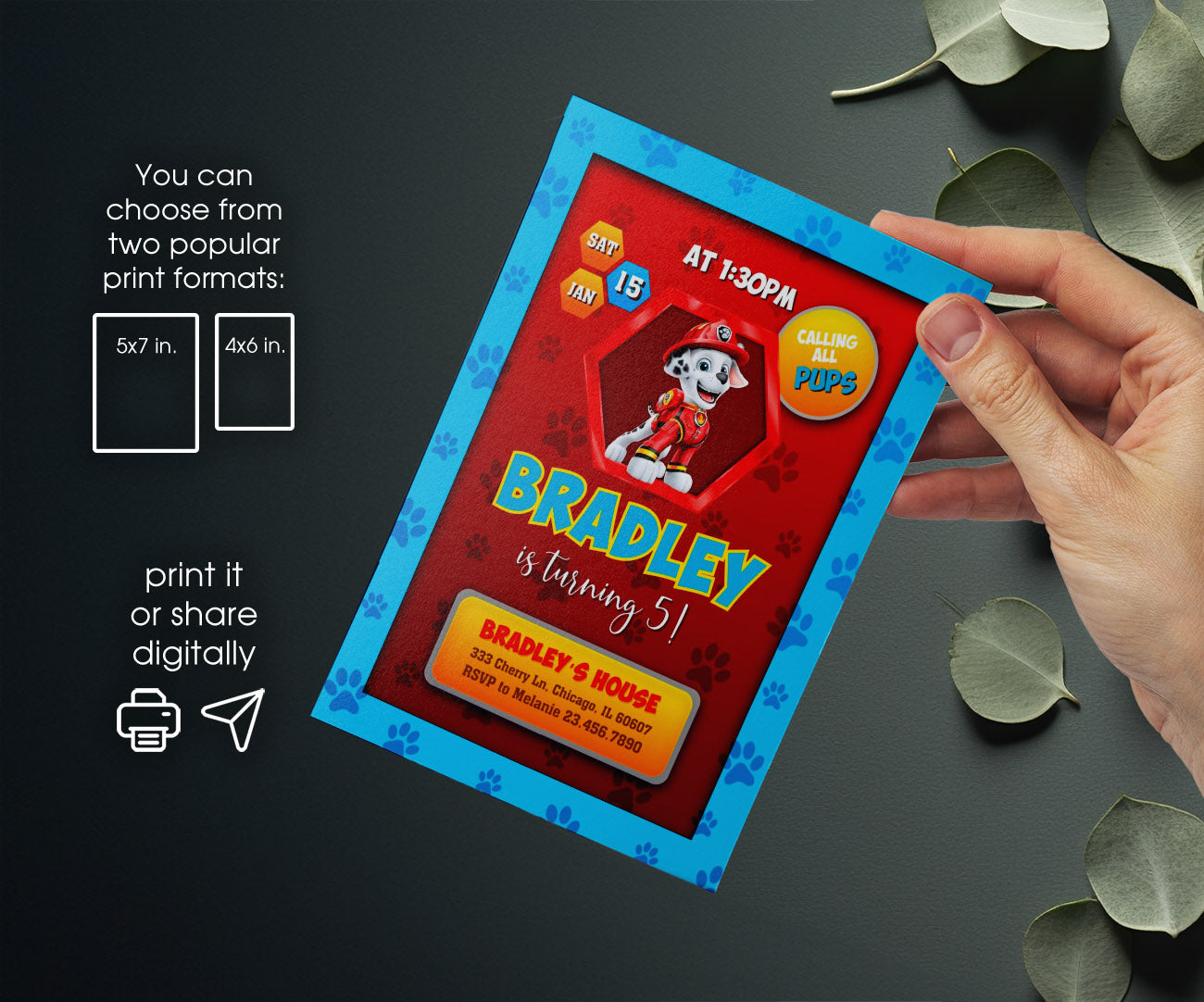 PAW Patrol customizable invitation template | Share or Print | QS250