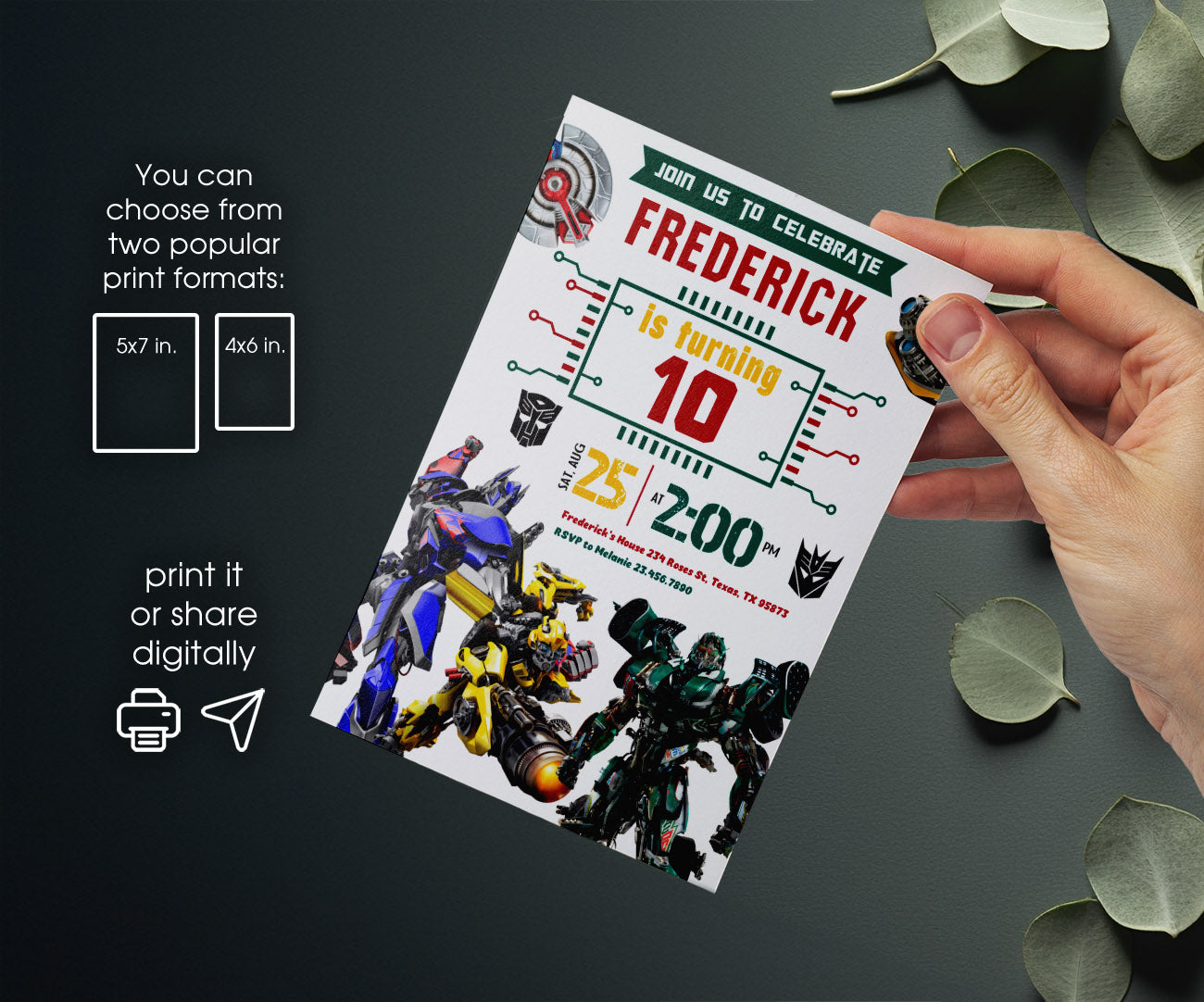 Transformers Rescue Bots customizable invitation template | Share or Print | boy | WL092