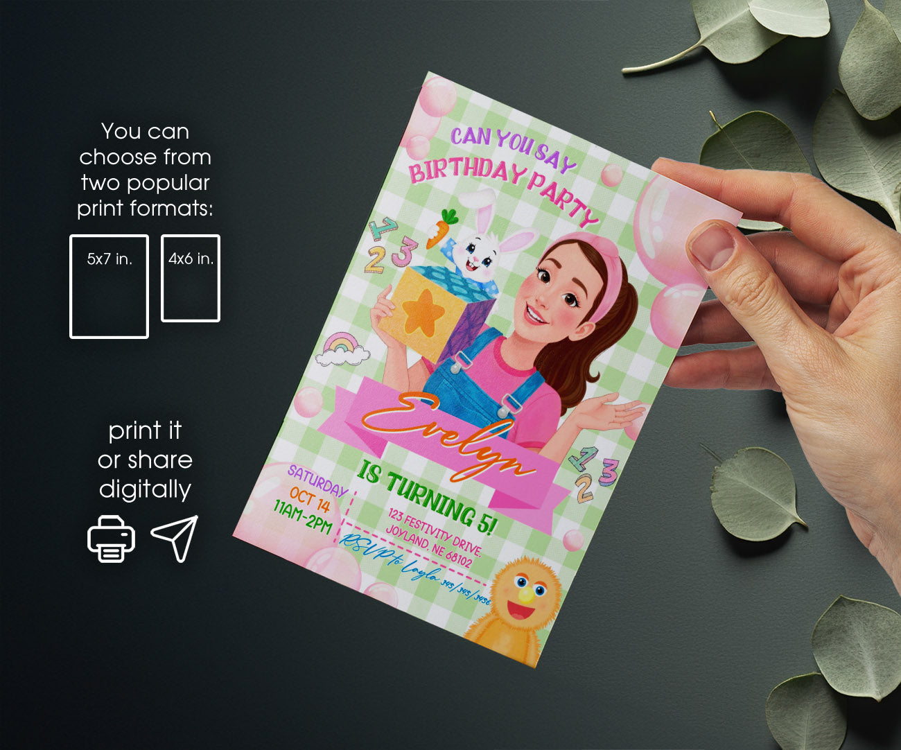 Ms. Rachel customizable invitation template | Share or Print | HK525