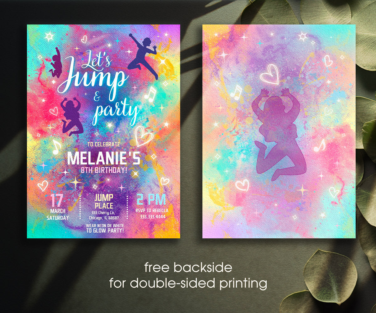 Trampoline Jump Party customizable invitation template | Share or Print | QE200