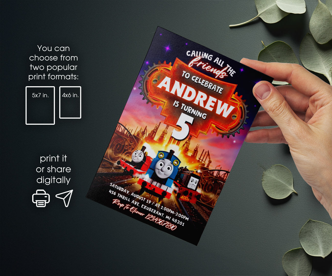 Thomas Train & Friends customizable invitation template | Share or Print | XF467