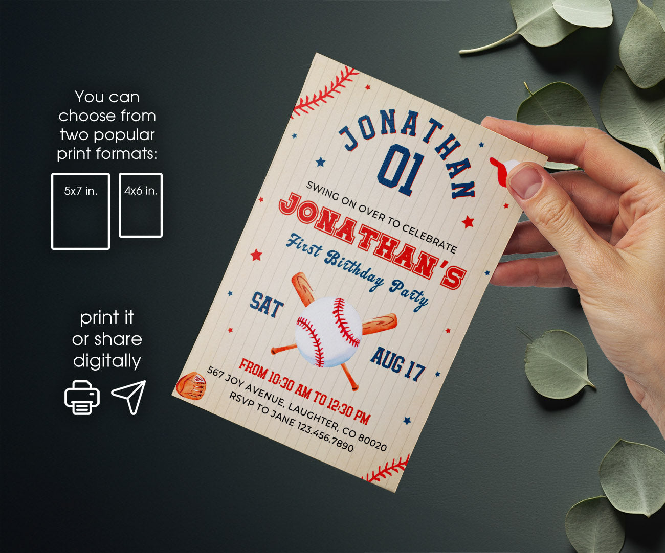 Baseball MLB Sport customizable invitation template | Share or Print | boy | ZZ486