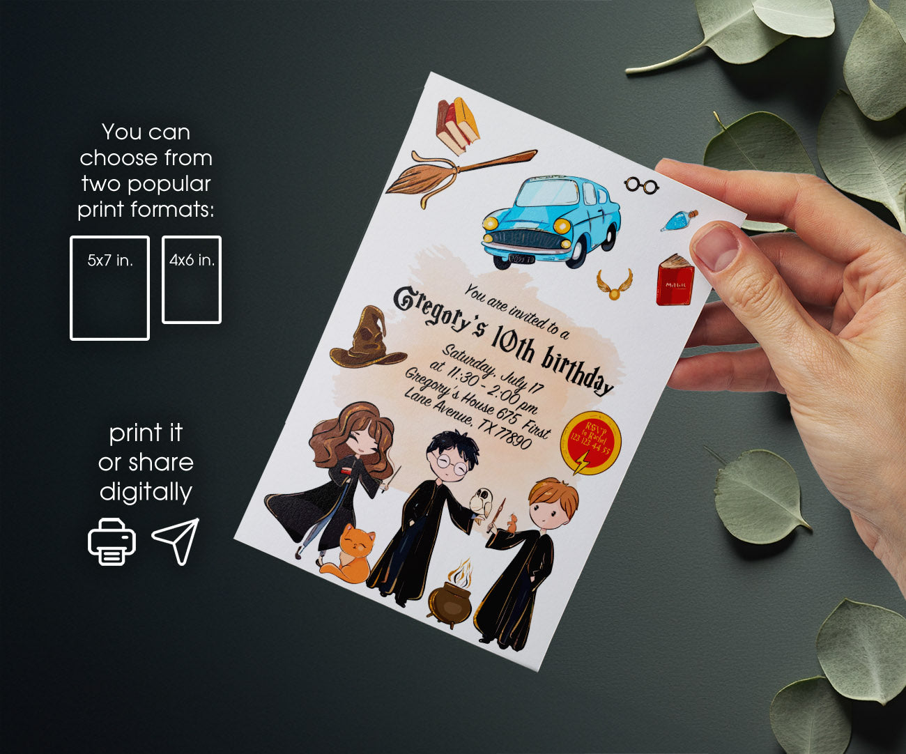 Harry Potter customizable invitation template | Share or Print | FZ510