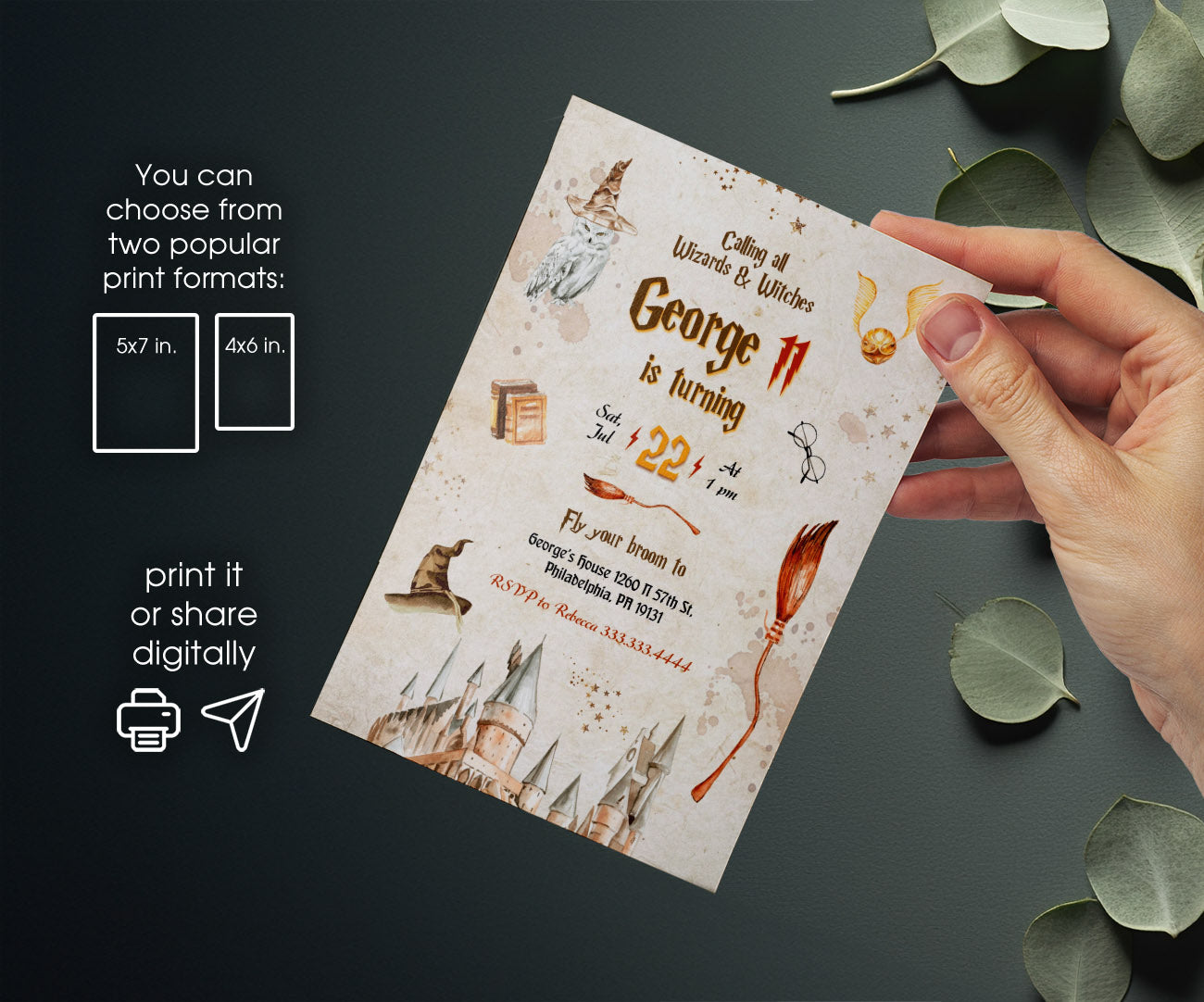 Harry Potter customizable invitation template | Share or Print | PX400