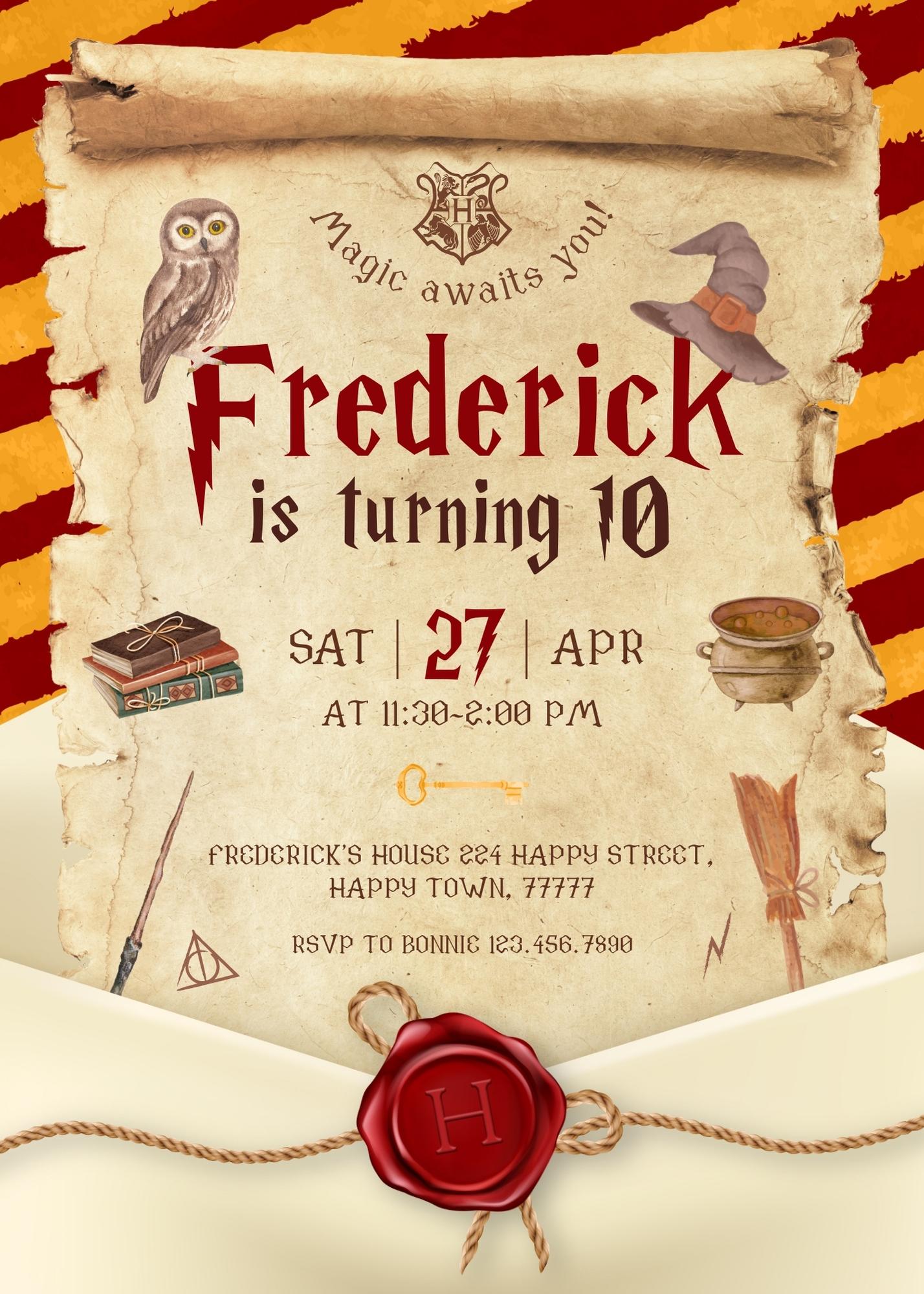 Harry Potter customizable invitation template | Share or Print | UK911