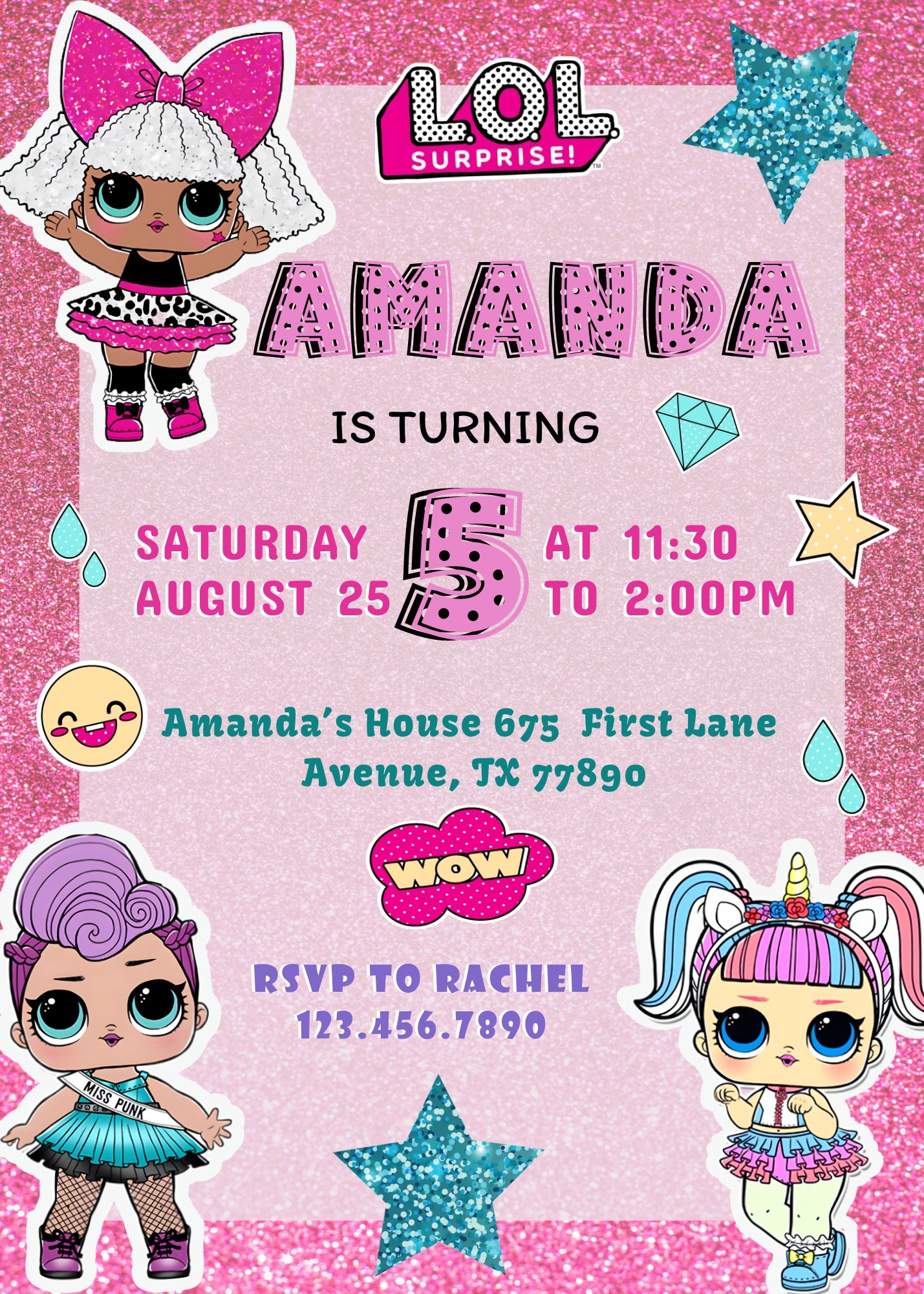 LOL Surprise Dolls customizable invitation template | Share or Print | girl | PC912