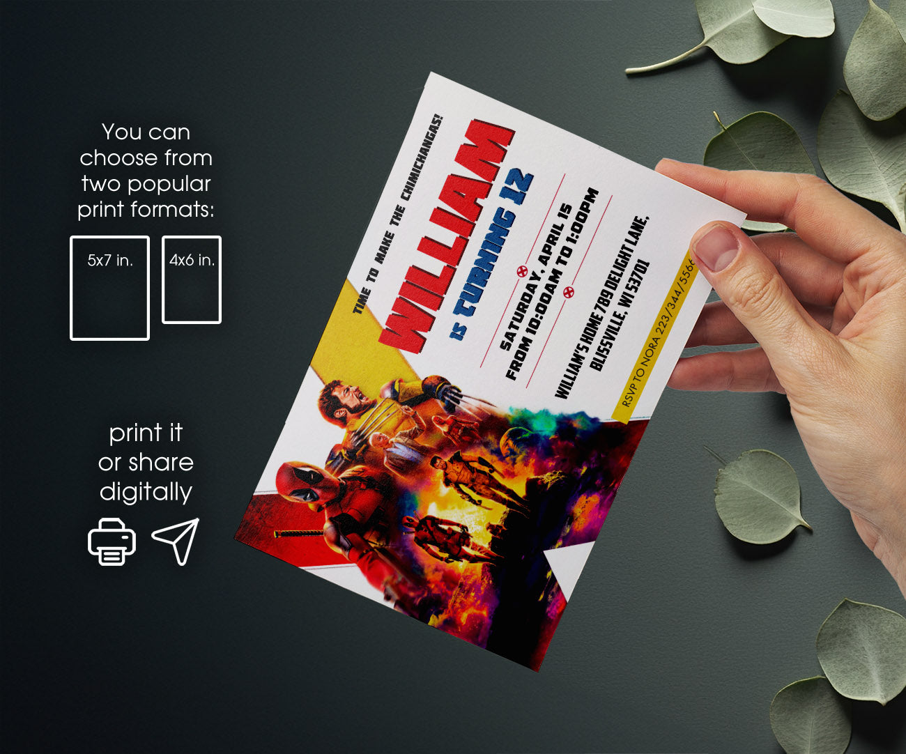 Deadpool Wolverine Marvel customizable invitation template | Share or Print | boy | TR082