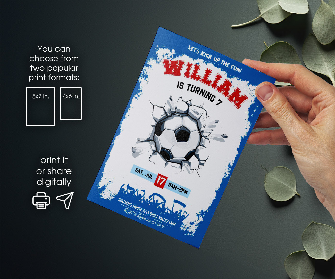 Soccer Champion League FC customizable invitation template | Share or Print | boy | NC270
