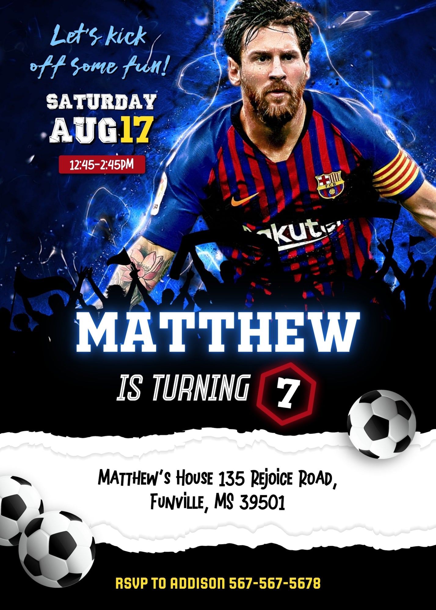 Messi Fifa Soccer customizable invitation template | Share or Print | NM863