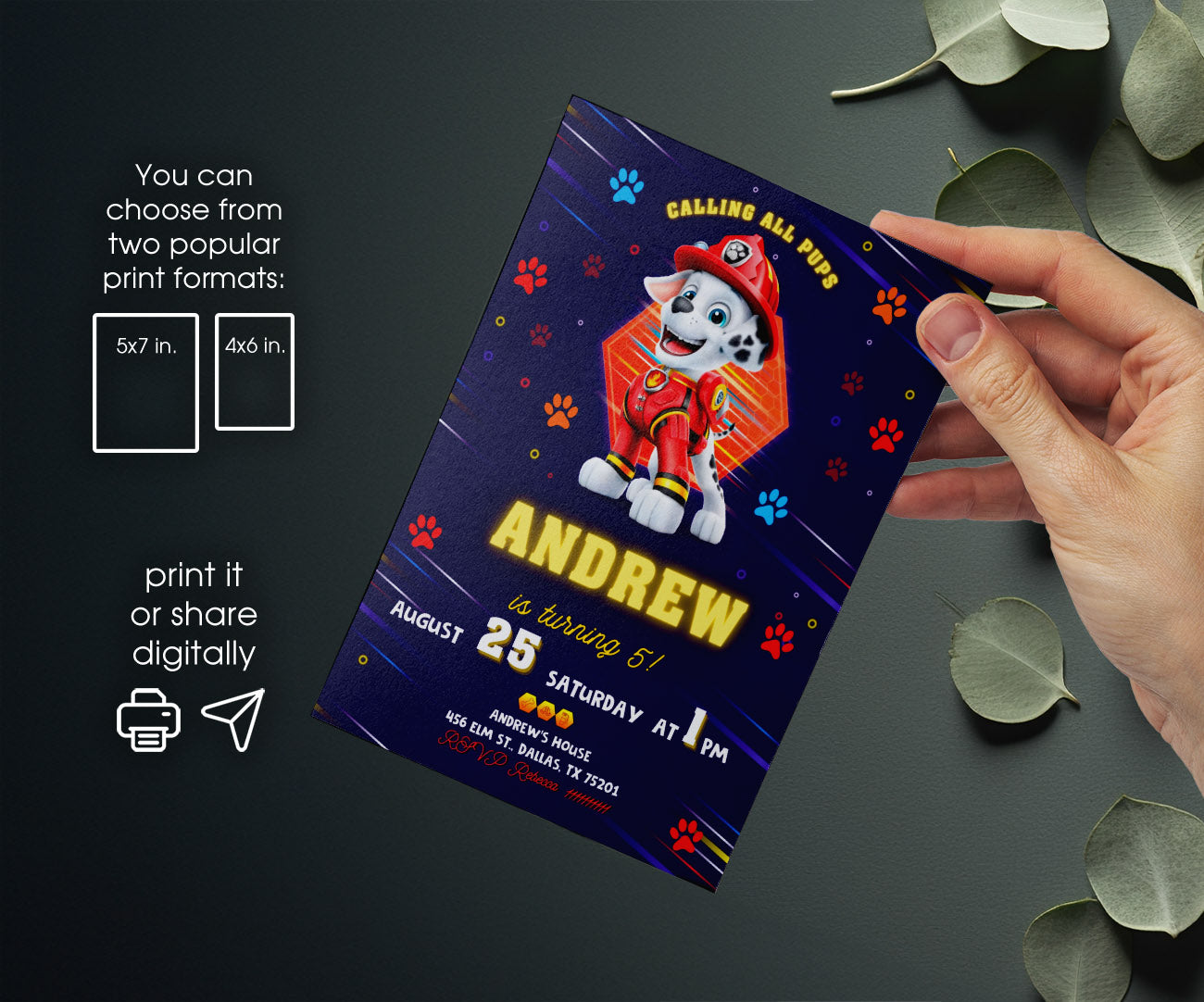 PAW Patrol customizable invitation template | Share or Print | WG207