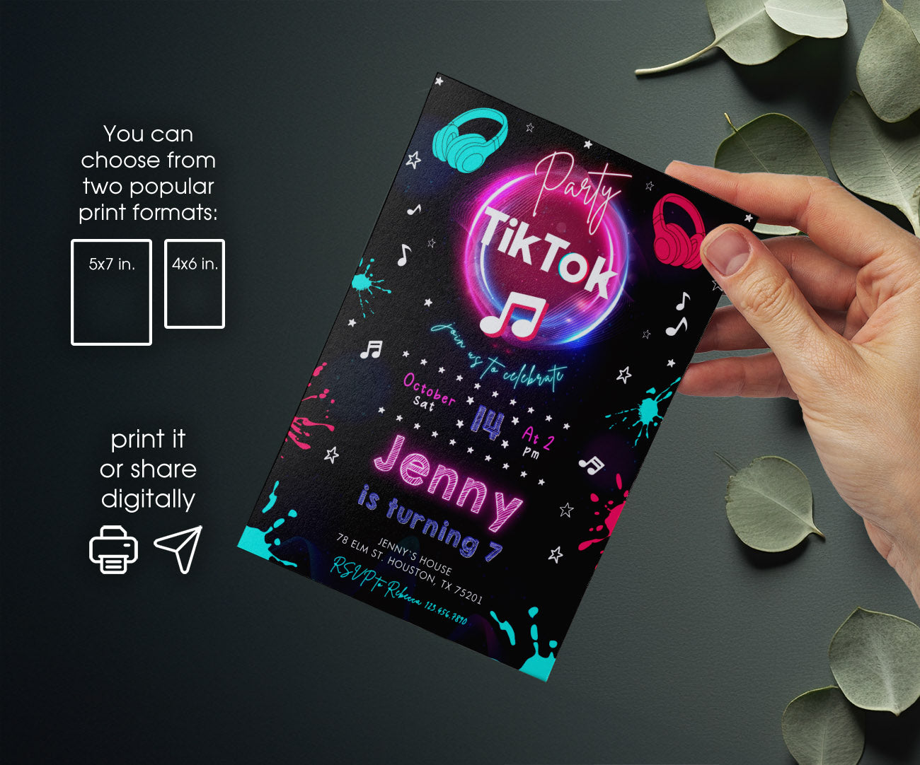 Tik Tok Party customizable invitation template | Share or Print | GV447
