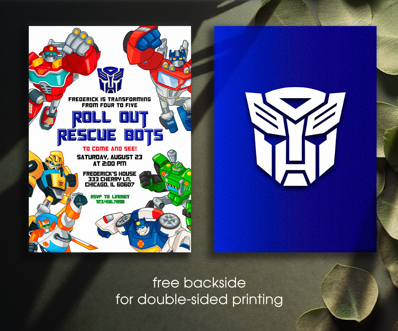 Transformers Rescue Bots customizable invitation template | Share or Print | boy | DG861