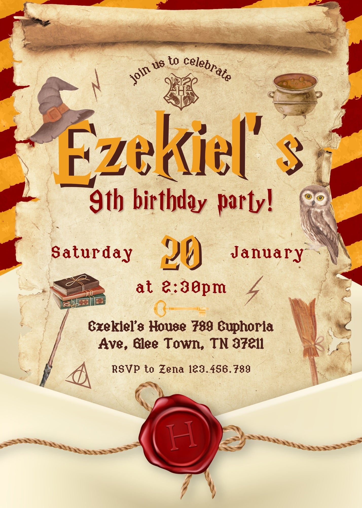 Harry Potter customizable invitation template | Share or Print | SL183