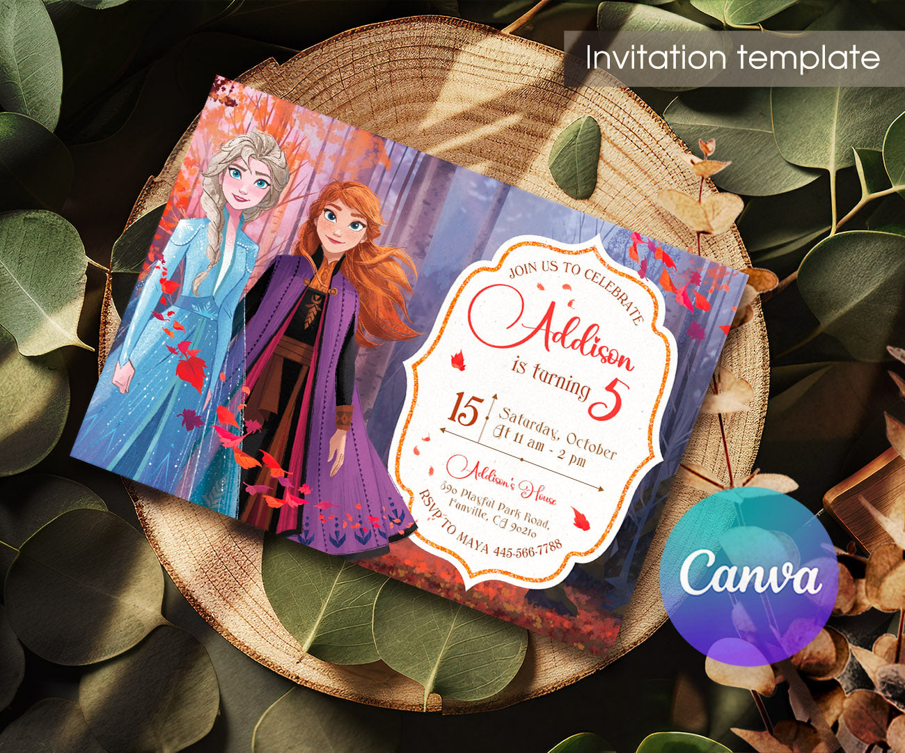 Frozen Elsa customizable invitation template | Share or Print | girl | EK370