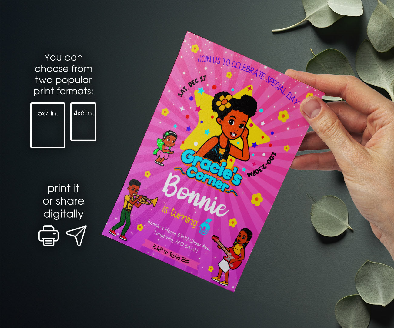 Gracie's Corner Music customizable invitation template | Share or Print | girl | XY698