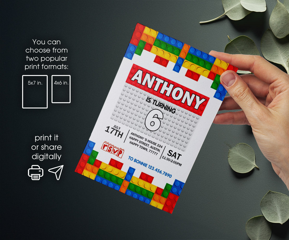 Lego customizable invitation template | Share or Print | CQ153