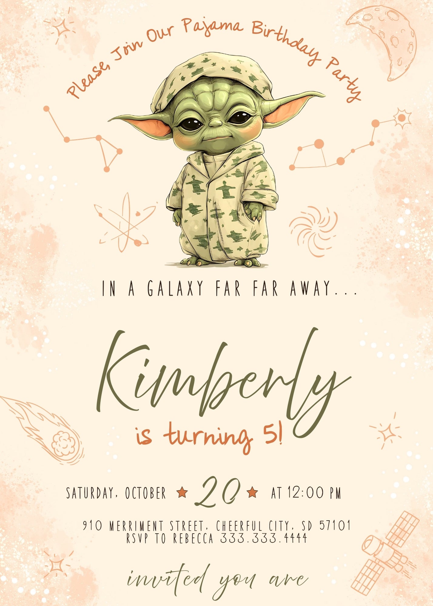 Baby Yoda Grogu Star Wars Mandalorian customizable invitation template | Share or Print | boy | VH993