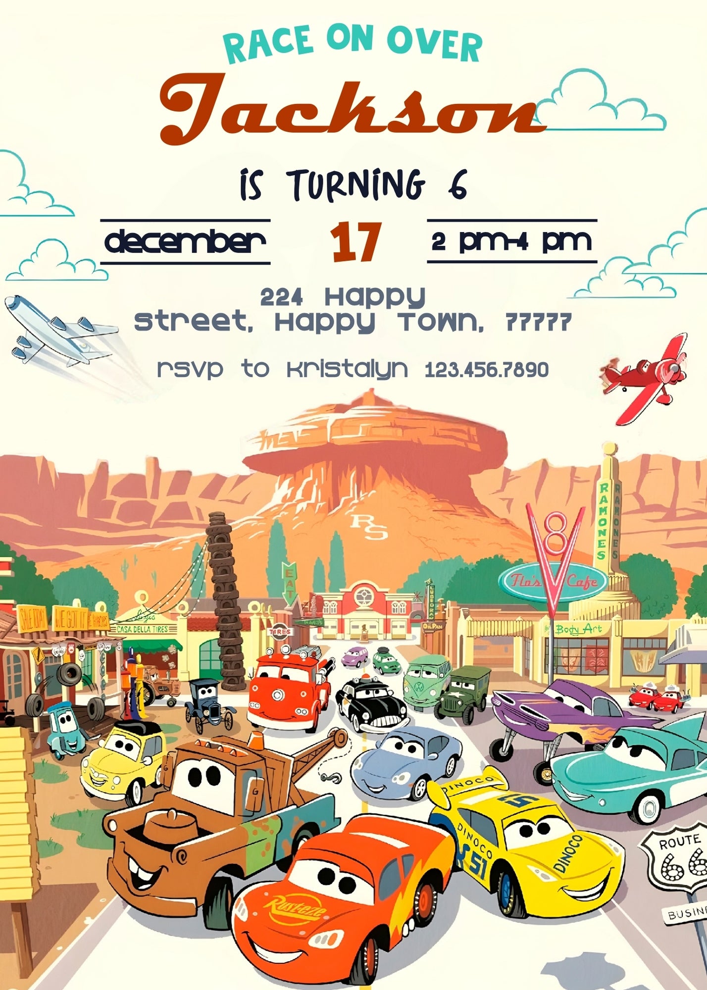 Cars Lightning McQueen customizable invitation template | Share or Print | boy | KH493