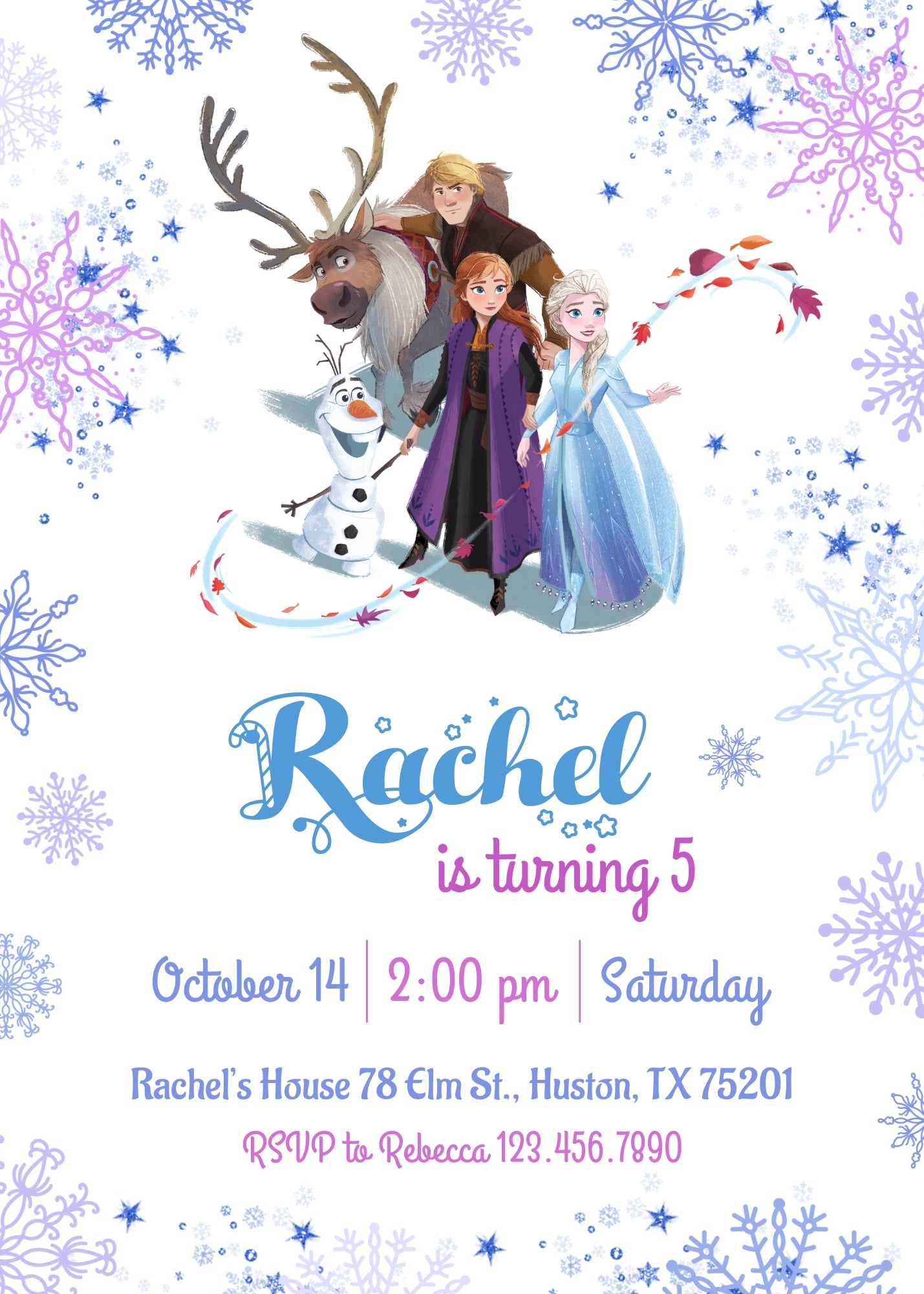 Frozen Elsa customizable invitation template | Share or Print | girl | MR558