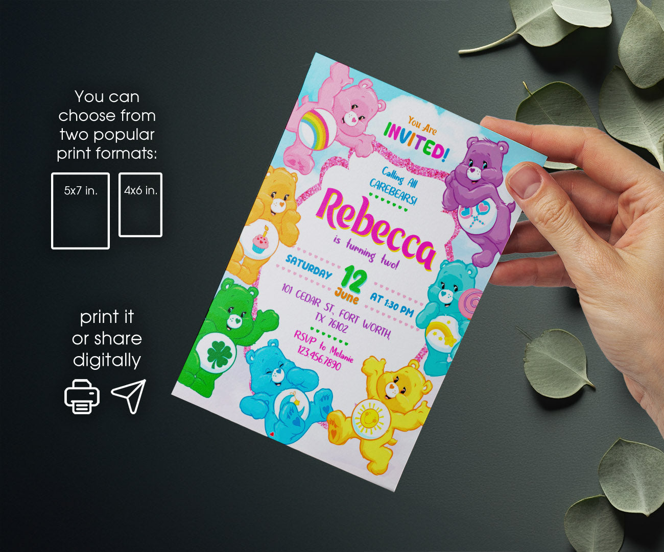 Care Bears customizable invitation template | Share or Print | EL511