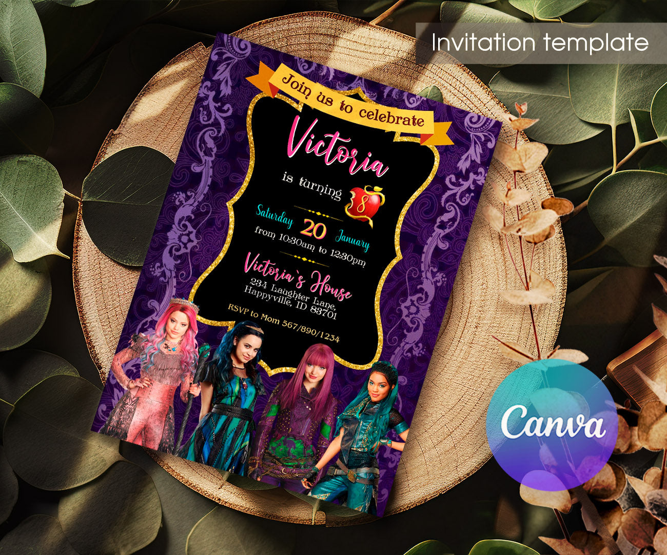 Descendants Disney customizable invitation template | Share or Print | SE569