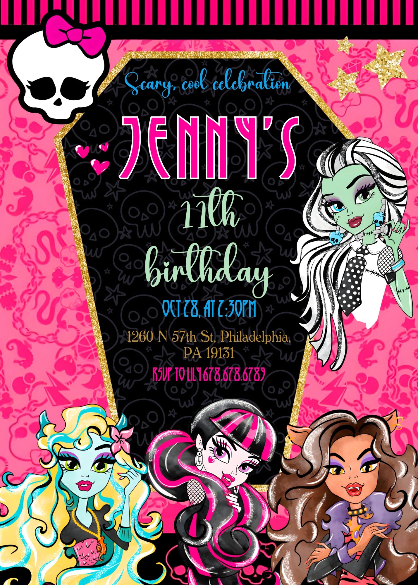 Monster High customizable invitation template | Share or Print | girl | LX880
