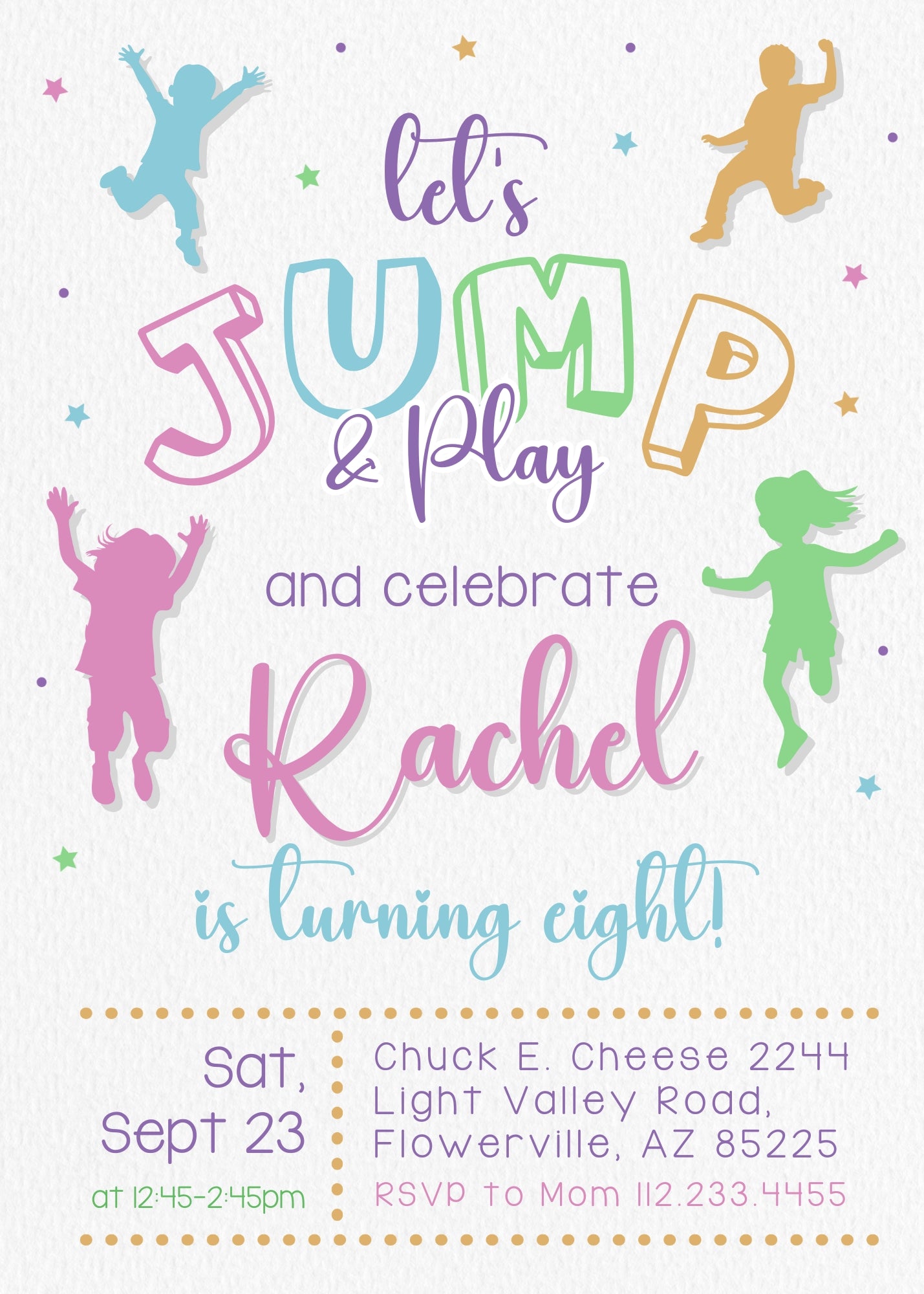 Trampoline Jump Party customizable invitation template | Share or Print | TV630