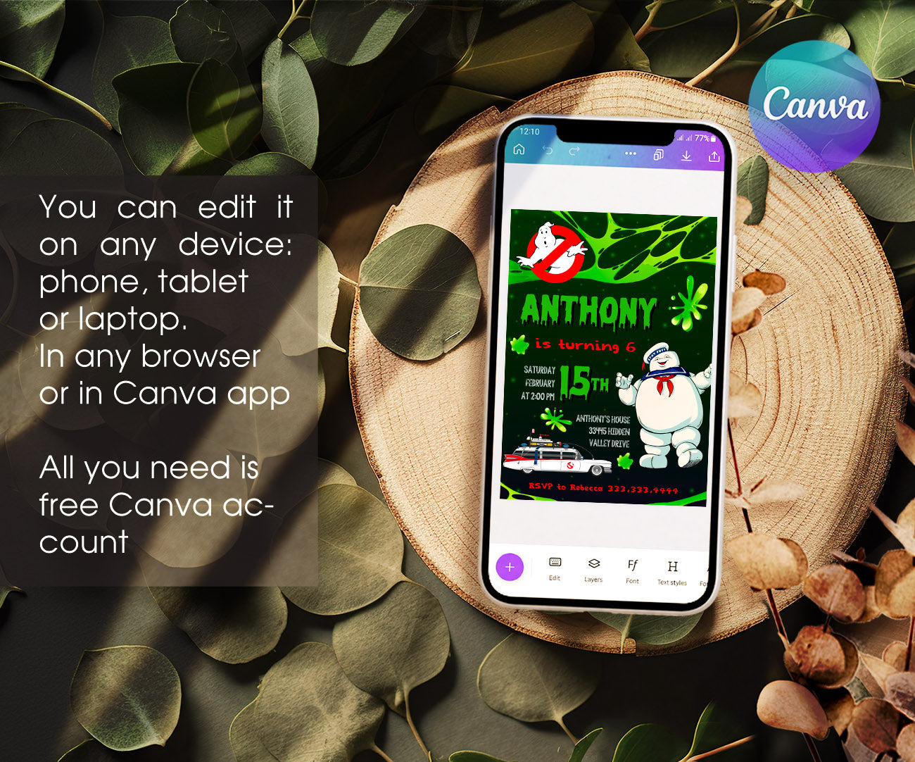 Ghostbusters customizable invitation template | Share or Print | QM163