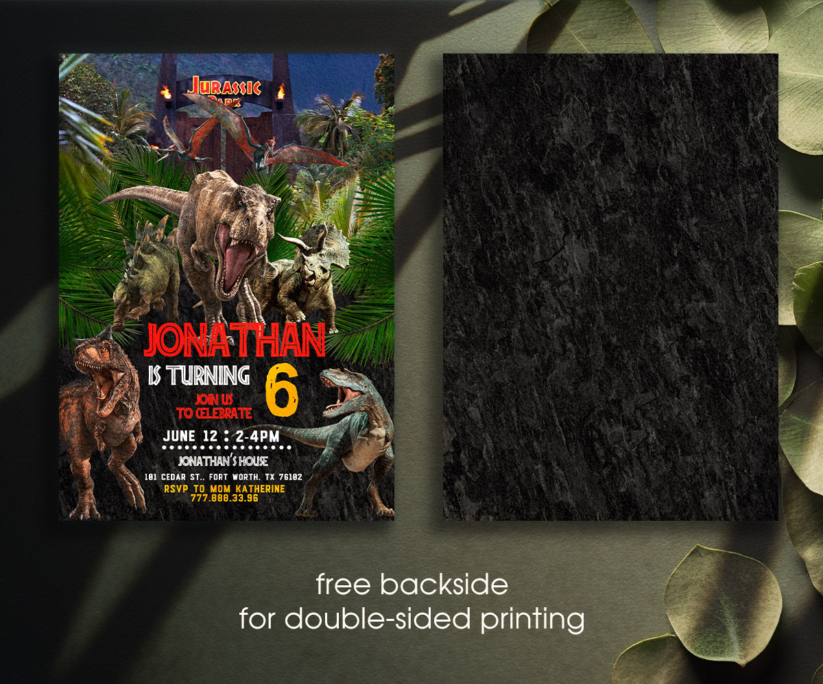 Jurassic Park Dinosaur customizable invitation template | Share or Print | HF655