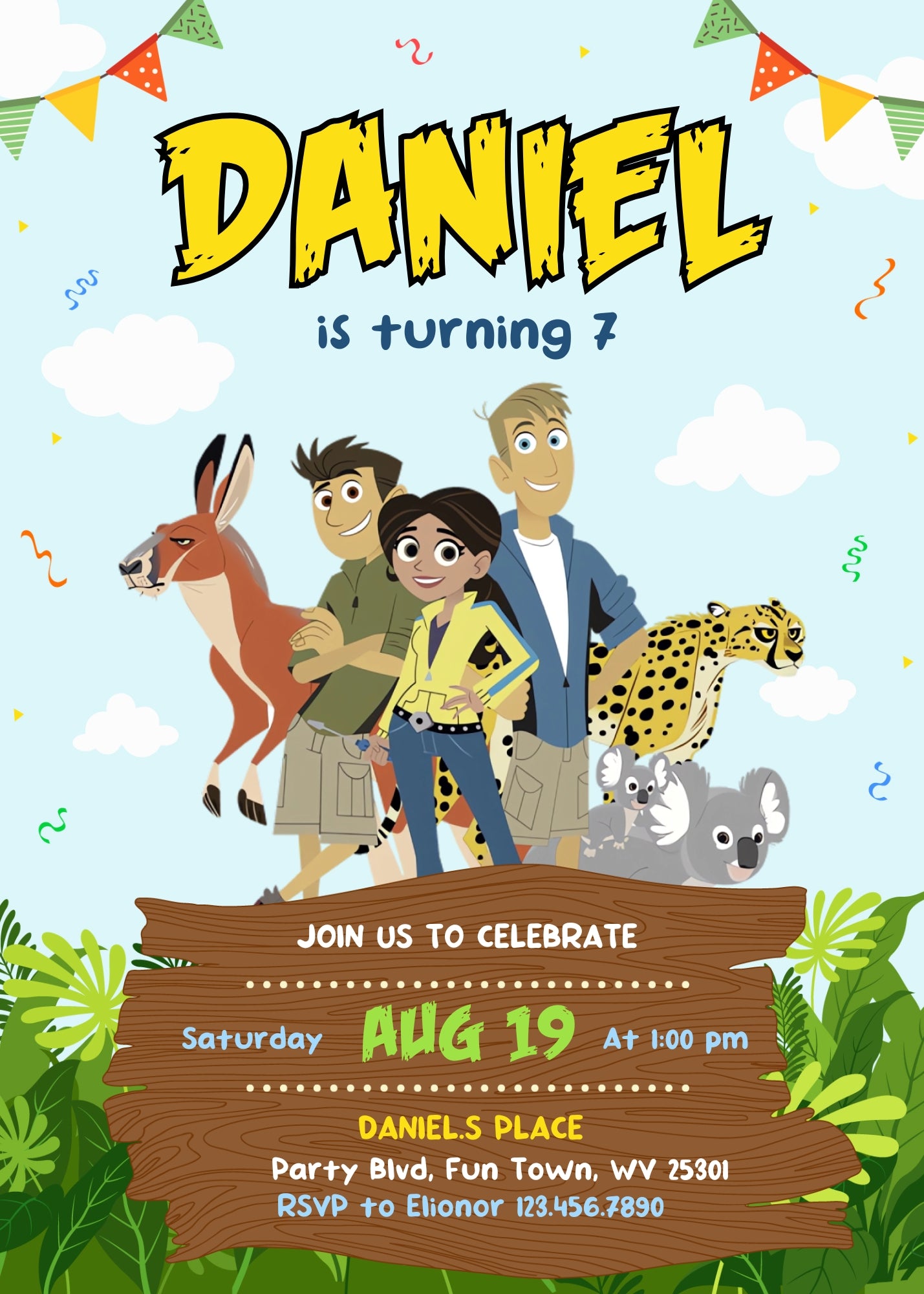 Wild Kratts Creature Hero customizable invitation template | Share or Print | TN000