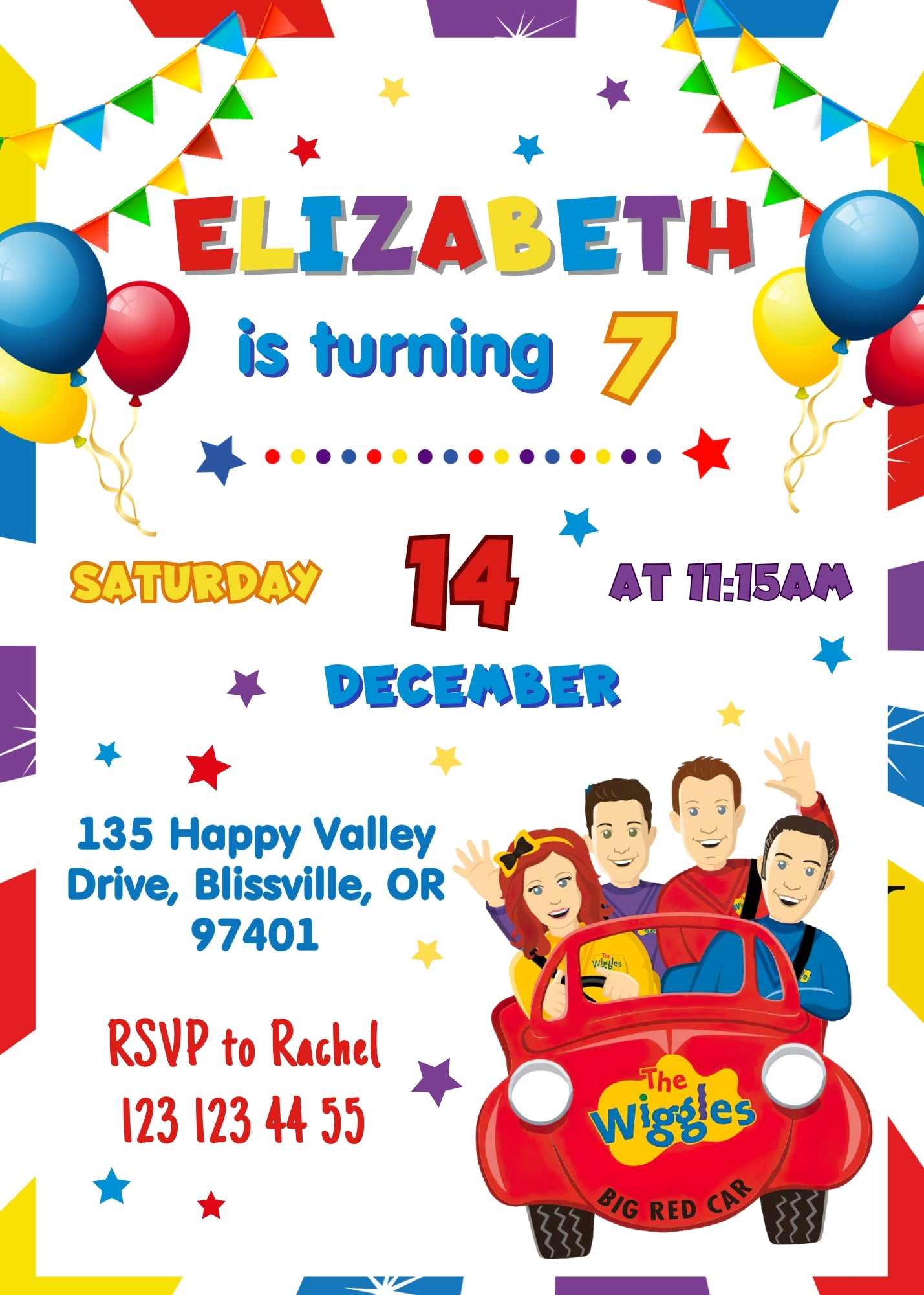 Wiggles One Finger One Thumb customizable invitation template | Share or Print | KZ804
