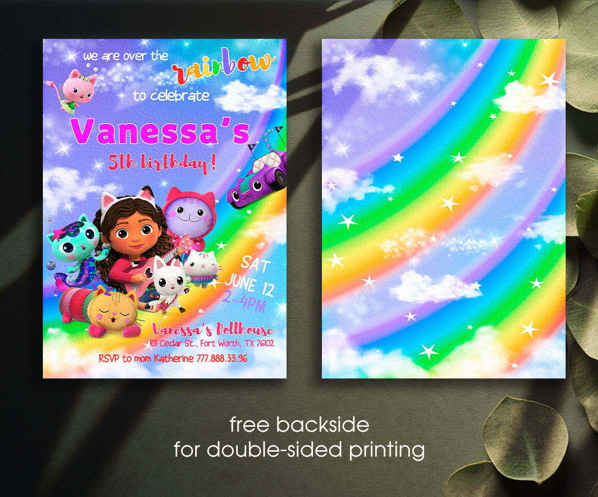 Gabby's Dollhouse Kitten customizable invitation template | Share or Print | girl | ZM942